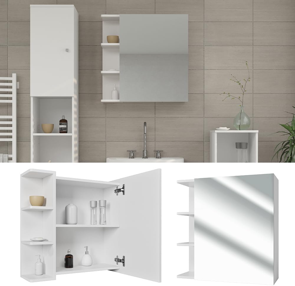 Vicco Bad Spiegelschrank Fynn, Weiss, 62 x 64 cm Weiss 62 x 64 cm, Weiss 62 x 64 cm