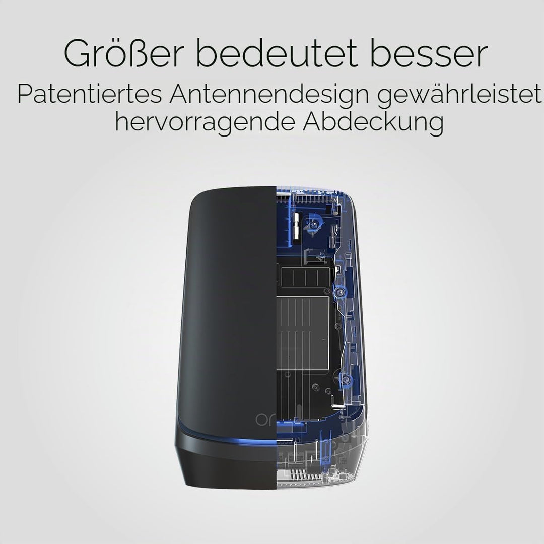 NETGEAR Orbi WiFi 6E Mesh Quad-Band WLAN System (RBKE963B) | WiFi 6E Router mit 2 Satelliten | Abdec