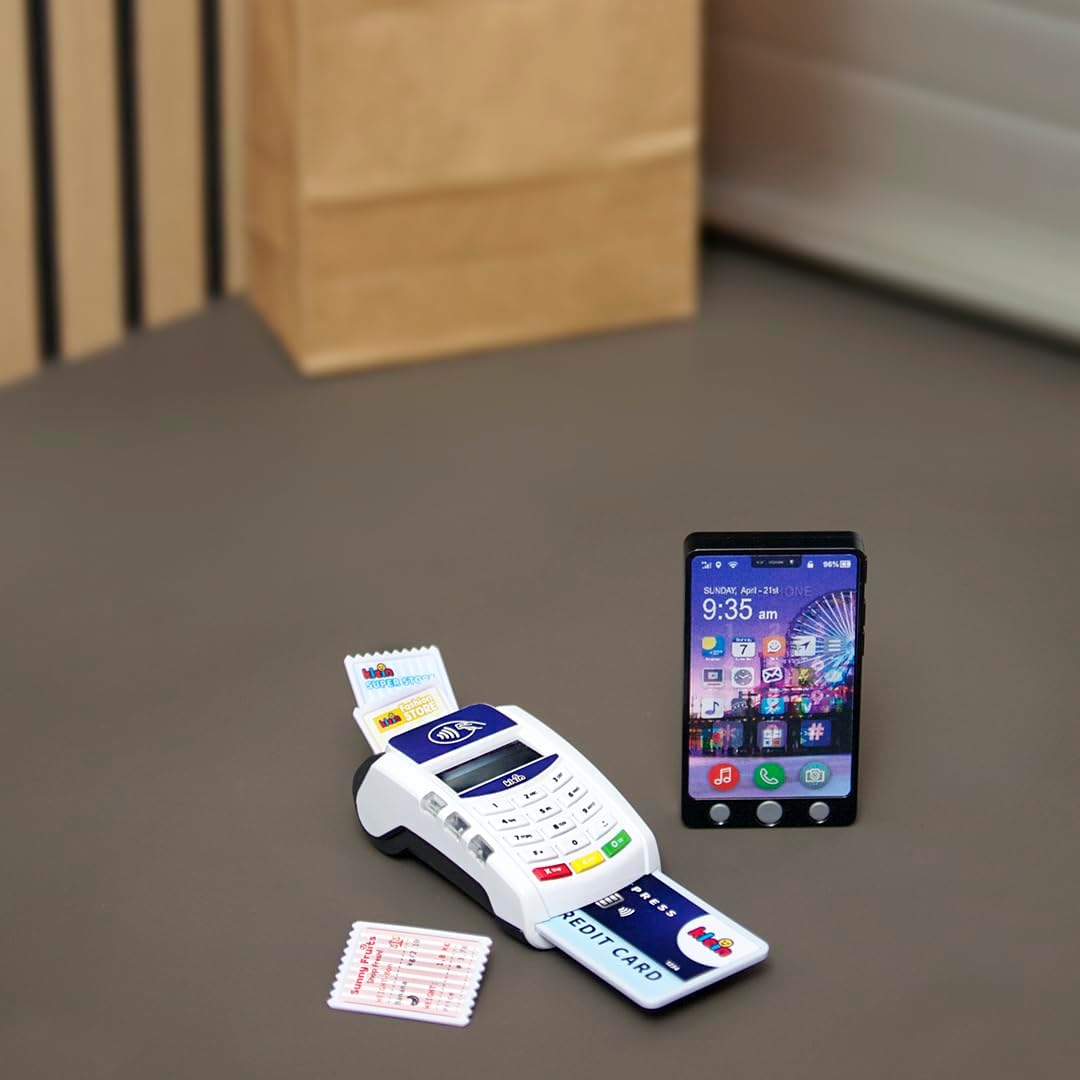 Theo Klein 7274 PoS Terminal und Kinder Handy Smartphone Mit Licht, Sound und kontaktloser Bezahlfun