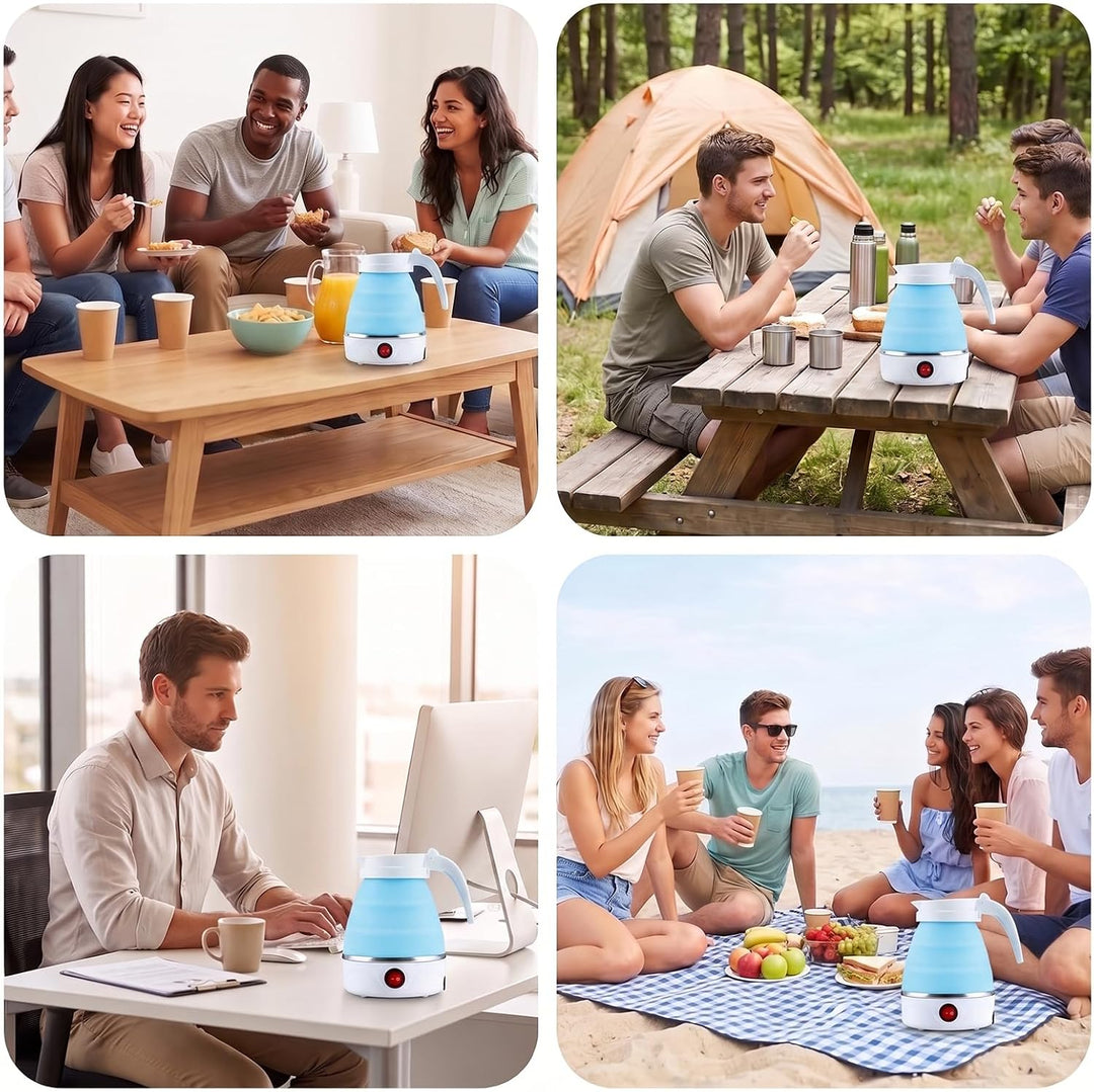 Faltbarer Wasserkessel, 600ml Wasserkocher Faltbarer, Camping Wasserkocher Wasserkessel Tragbarer Mi