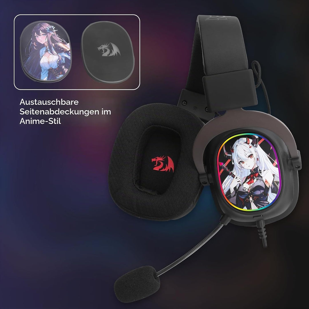Redragon H510 AK RGB Gaming-Headset mit Kabel - 7.1 Surround Sound 53mm Audio-Treiber Memory Foam-Oh