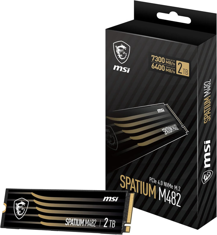 MSI SPATIUM M482 PCIe 4.0 NVMe M.2 2TB, PCIe4, 7.300 MB/s lesen, 6.400 MB/s schreiben, interne SSD f