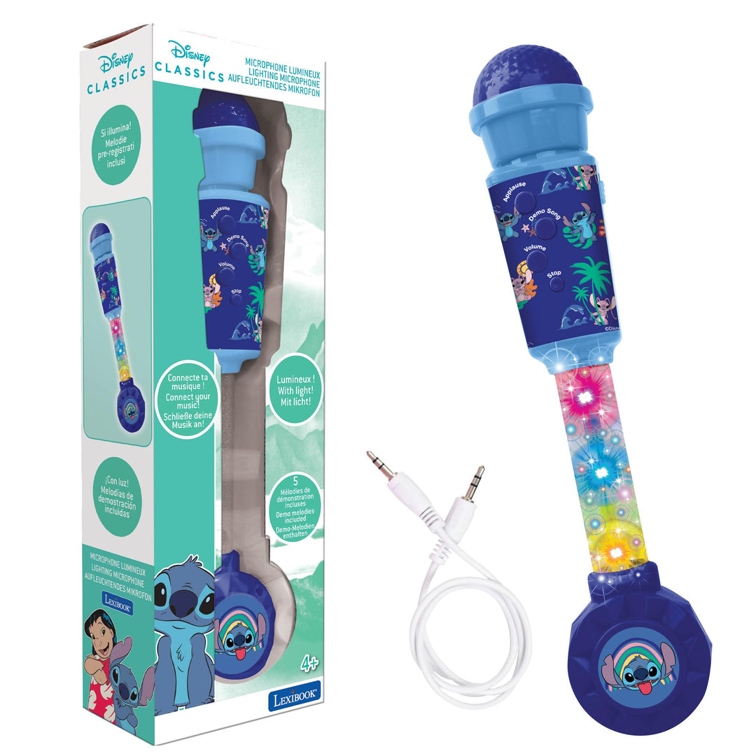 Lexibook, Disney Stitch, Leuchtendes Mikrofon für Kinder, Musikalisches Spielzeug, Eingebauter Lauts