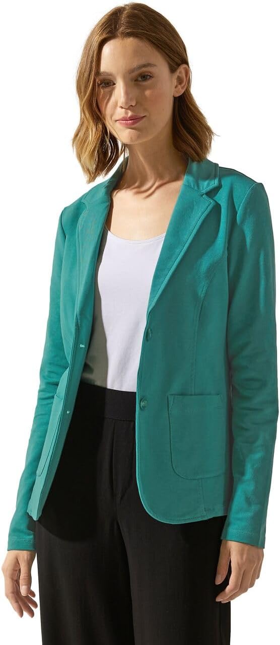 Street One Damen Basic Blazer mit Raffungen 36 Lagoon Green, 36 Lagoon Green