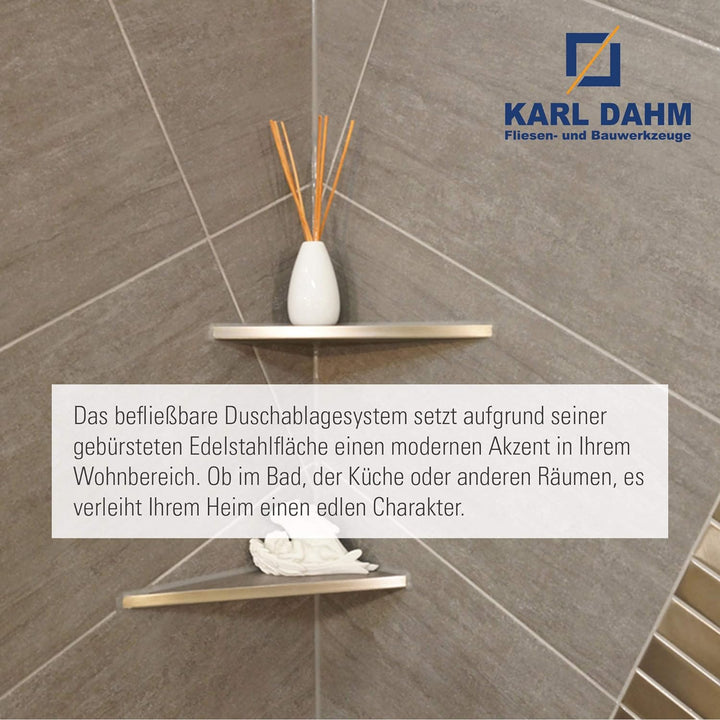 Karl Dahm 1x befliesbare Duschablage zum Kleben 265 x 265 x 370 mm I Duschablage ohne Bohren anbring
