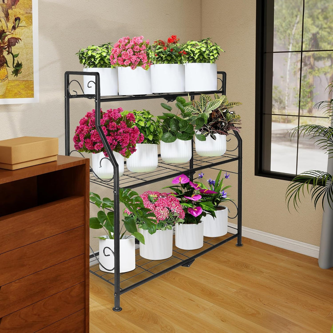 Metall-Blumenleiter 3-stufig (Pflanzenständer) – für Balkon, Garten & Wohnung Stabile Blumentreppe