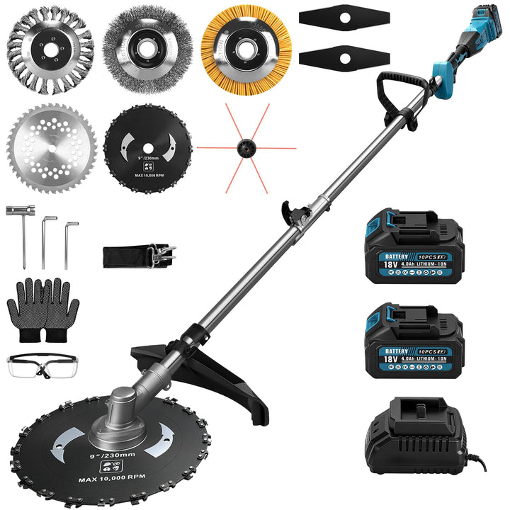 7-IN-1 1380W Akku Rasentrimmer mit 2 x 4Ah Akkus und Ladegerät | 18800 U/min Bürstenloser Akku Freis
