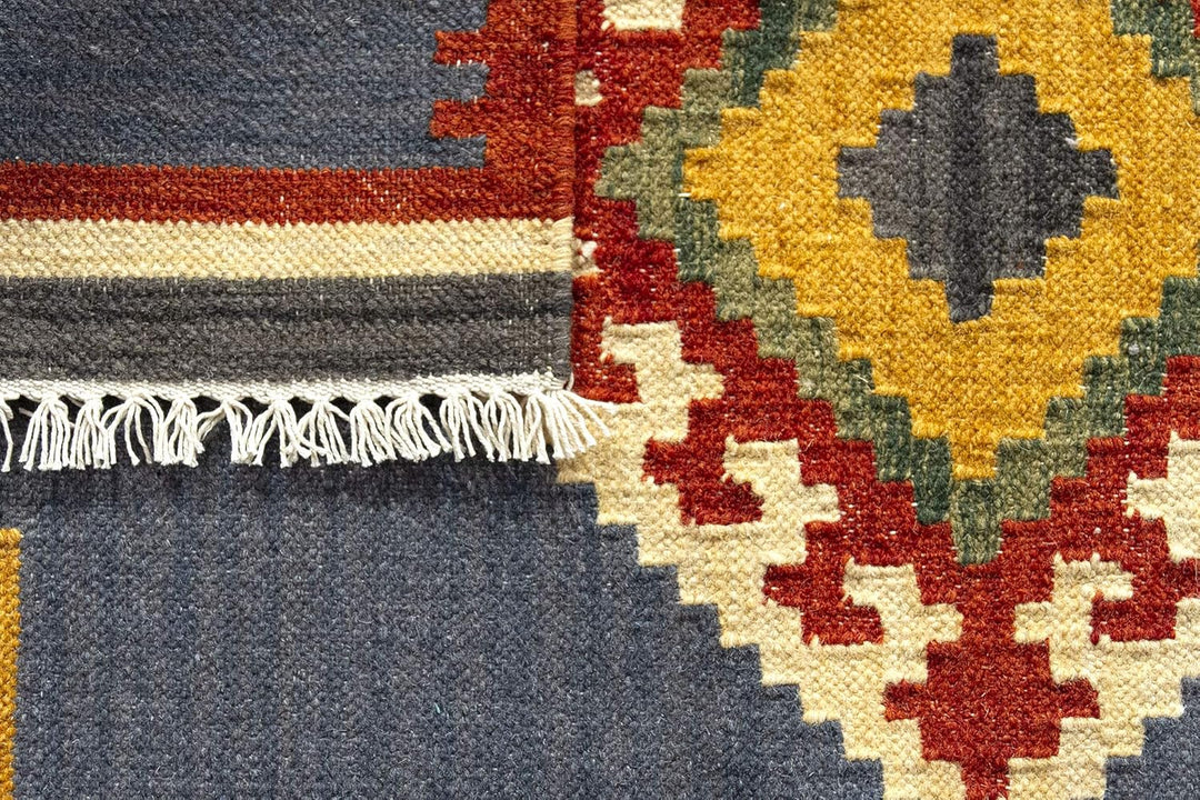 HAMID - Kelim Teppich Lori mit Geometrischem Oriental Design - 100% Wolle - Handgeknüpfter Kelim - F