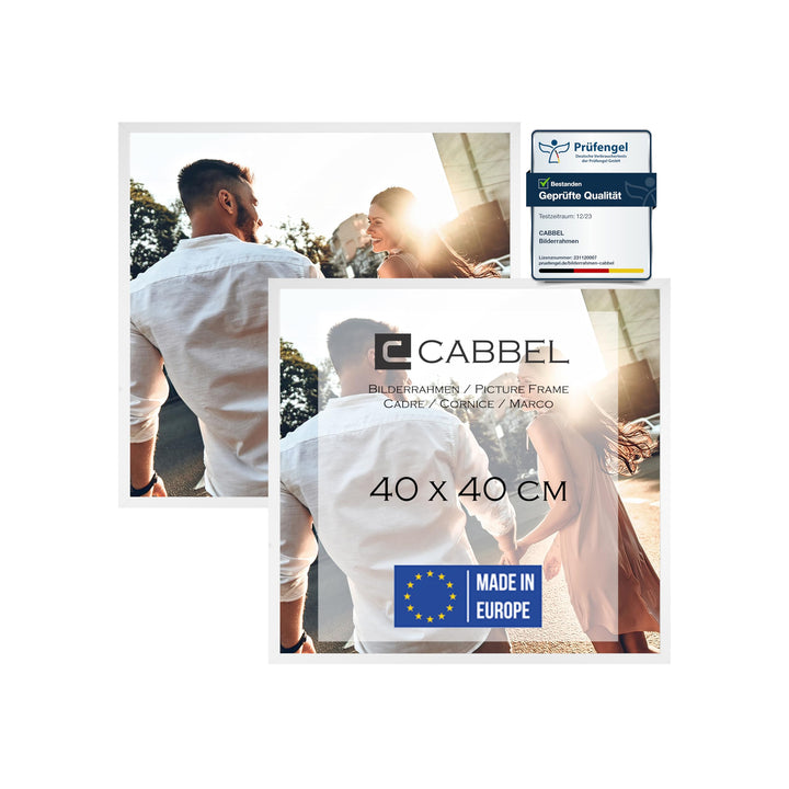 CABBEL Doppelpack (2er Set) Bilderrahmen 40x40 cm, Weiss, stabiles MDF-Holz Rahmen, bruchsicherem Pl