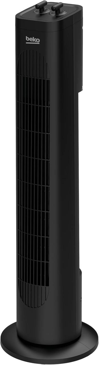 Beko EFW5300B Mechanischer Turmventilator, 35 W, 3 Geschwindigkeiten, Oszillation 60°, Timer 2h, Sch
