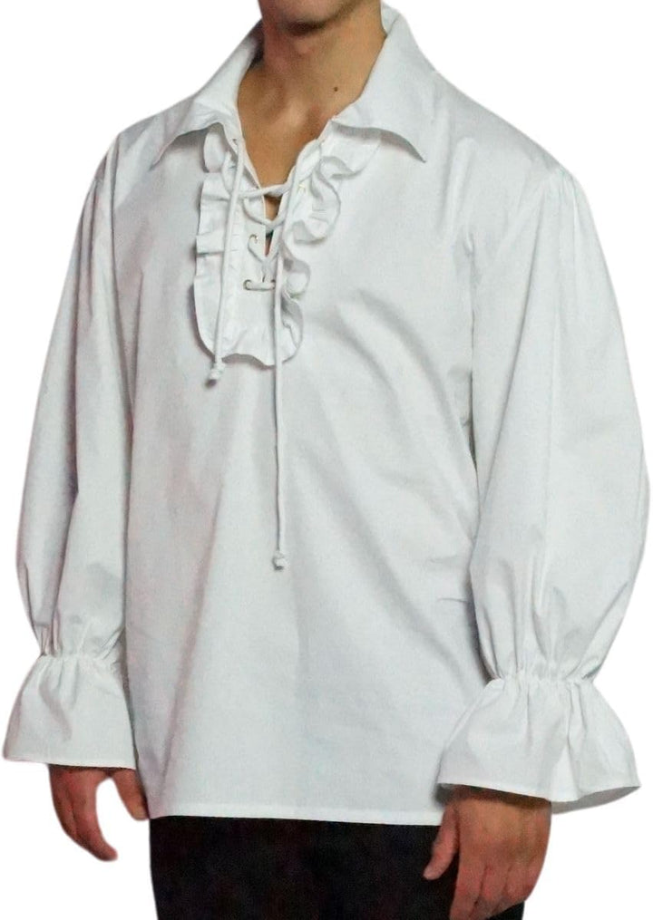 MAYLYNN 13711-XXL - Piratenhemd Rüschenhemd Mittelalter Hemd, Grösse XXL, weiss XXL Weiss, XXL Weiss