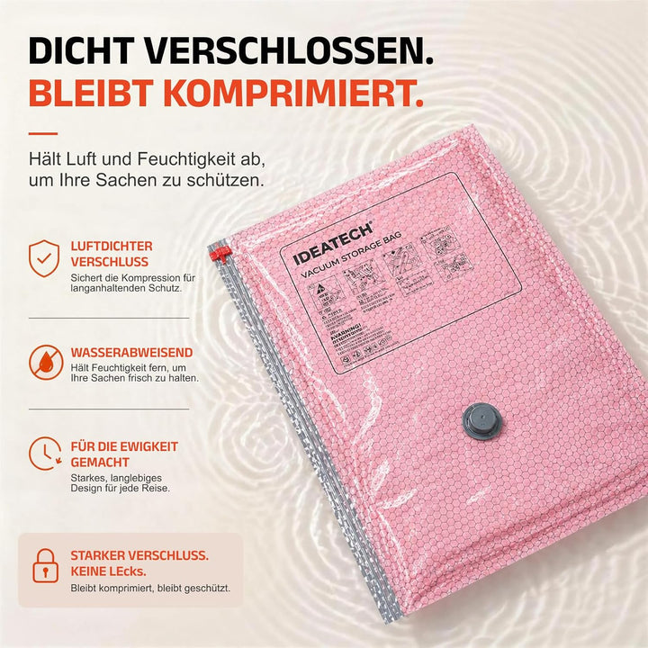 IDEATECH Reise Vakuumbeutel für Kleidung mit USB Pumpe, Kompressionsbeutel | 15 Stück Kompressionsbe