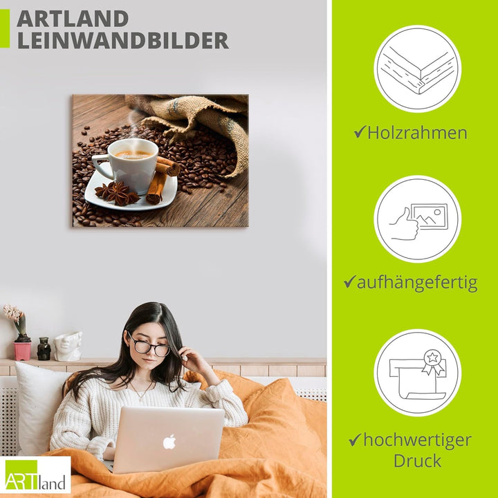 ARTland Leinwandbilder Wandbild Bild auf Leinwand 40x40 cm Ernährung &amp; Genuss Getränke Kaffee Fotogr