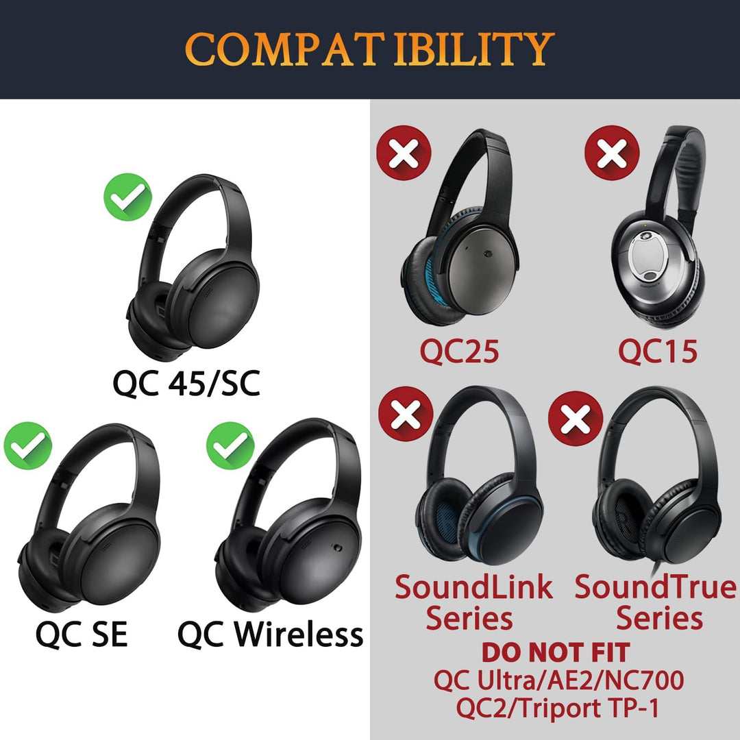 SOULWIT Kühlgel Ersatzpolster Ersatz Ohrpolster für Bose QuietComfort 45 (QC45)/QuietComfort SE (QC