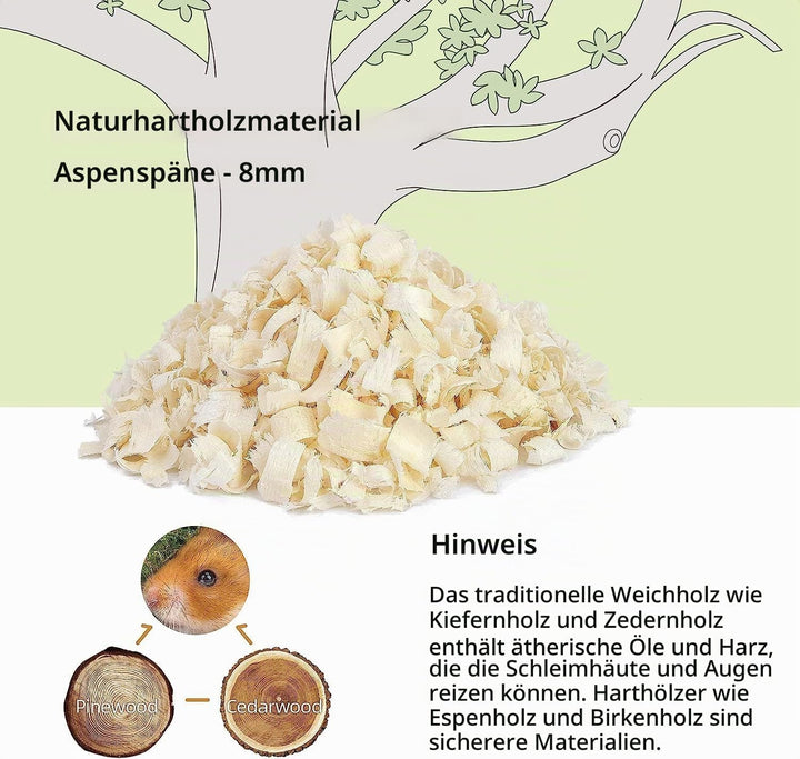 Niteangel Aspen-Einstreu für Hamster, Zwerghamster, Gerbils, Mäuse, Degus, Ratten, Kaninchen, Hasen,