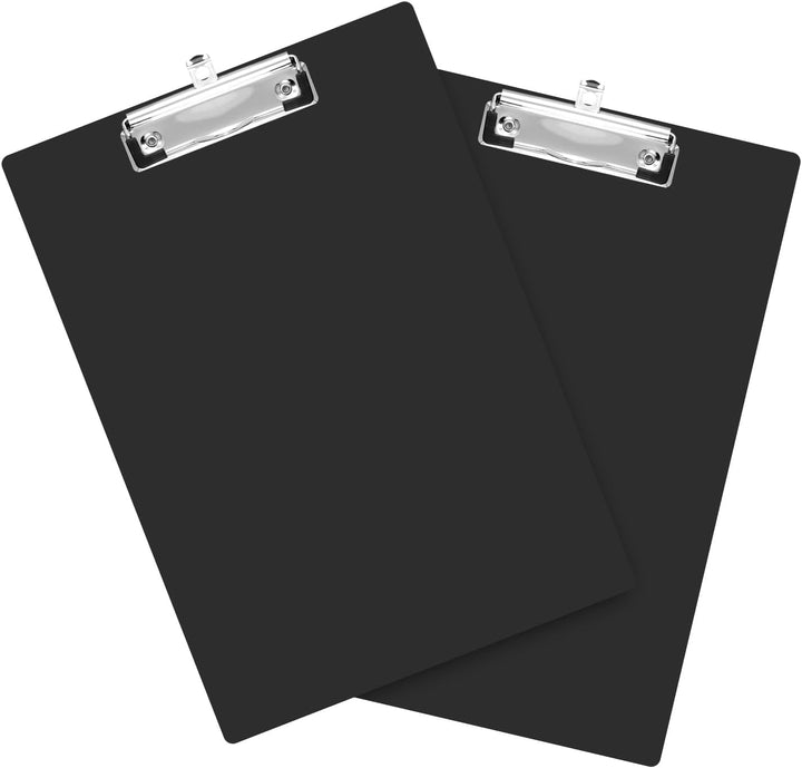 12 Stück Plastik Klemmbrett A4 Schwarz, Kunststoff Klemmbretter mit Halterung und Low Profile Clip K