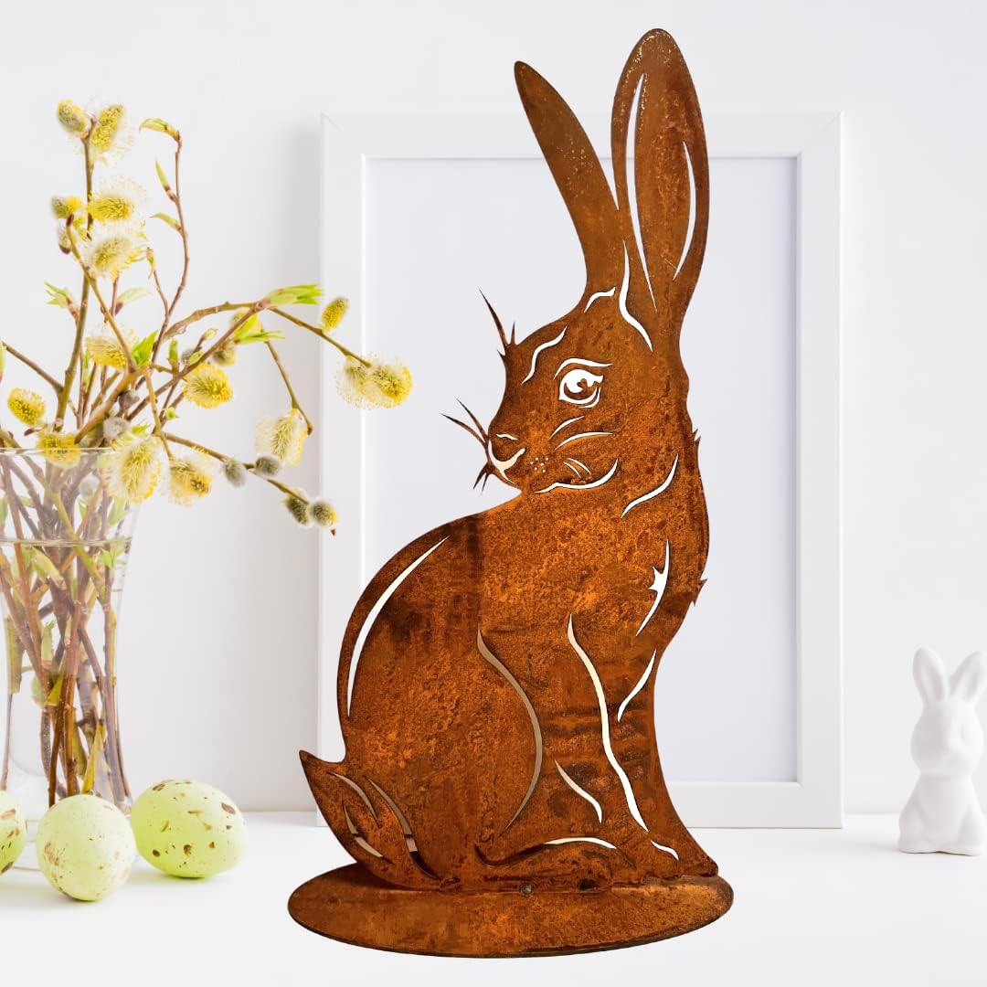 Terma Stahldesign Rost Osterhase XXL 50 cm Handmade Germany Osterdeko für draussen und drinnen Garte
