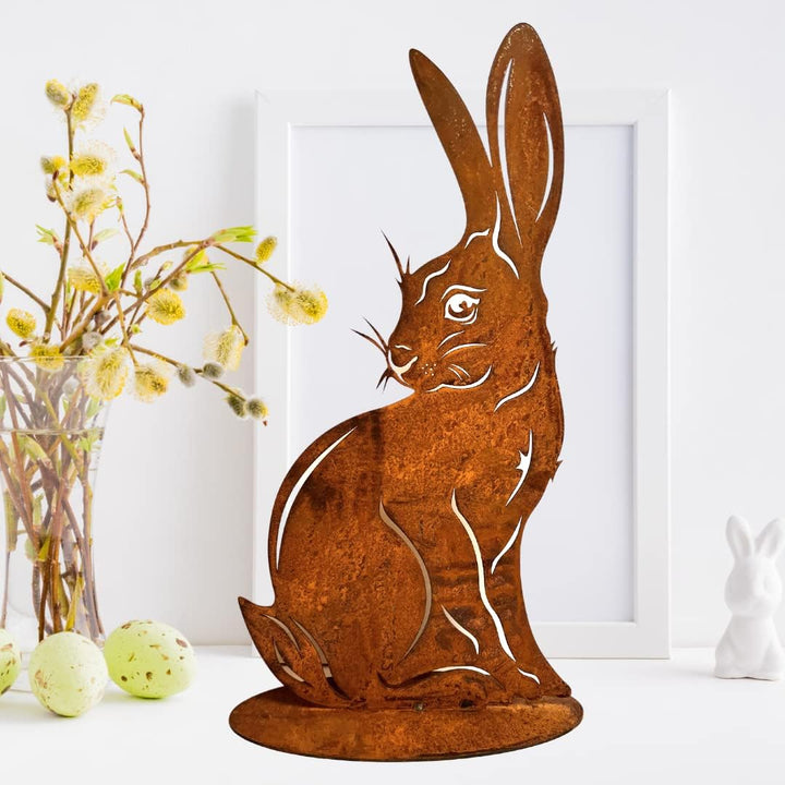 Terma Stahldesign Rost Osterhase XXL 50 cm Handmade Germany Osterdeko für draussen und drinnen Garte