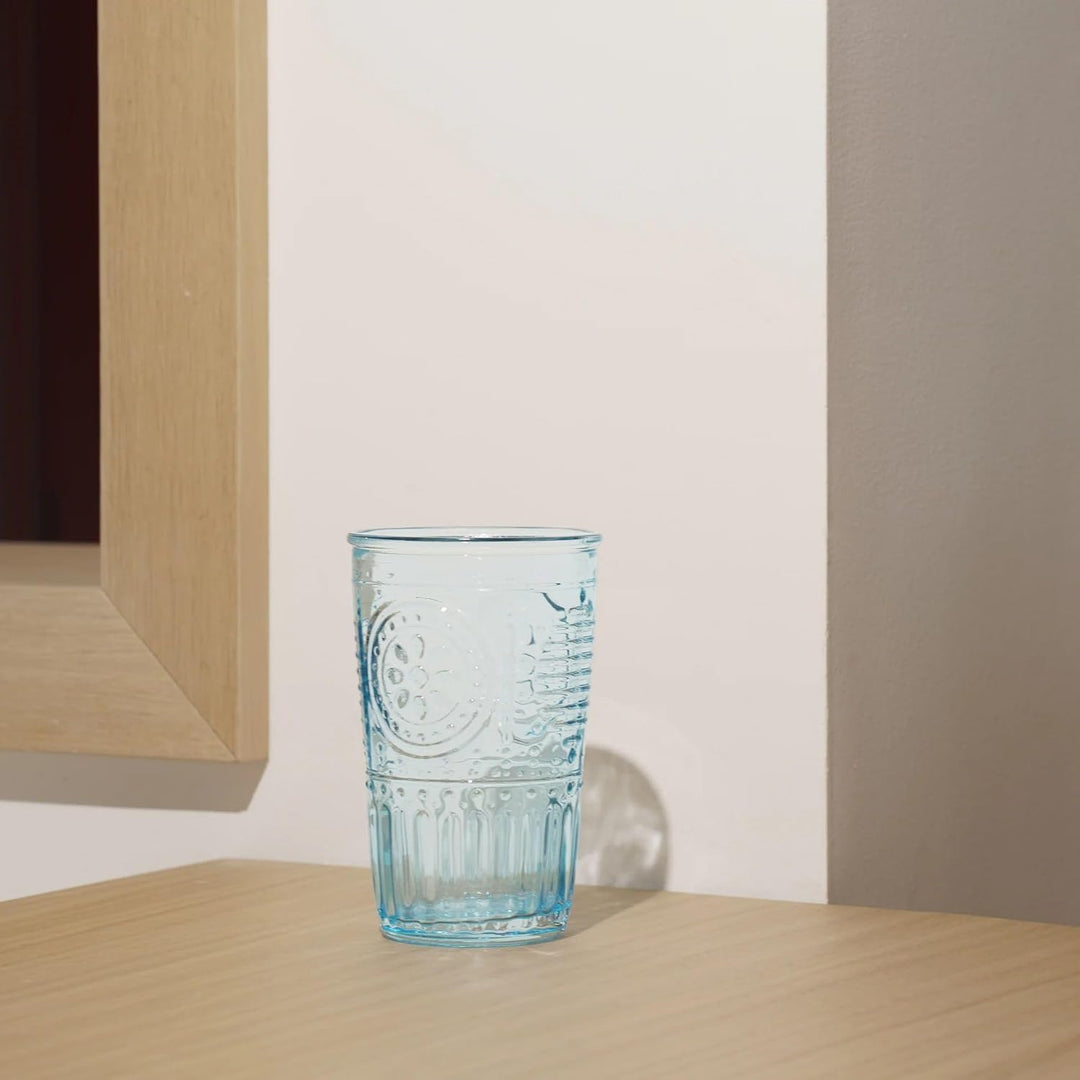 Bormioli Rocco 090789 Glas, Romantic, Blau, 4 Stück 4 Stück (1er Pack) Blau, 4 Stück (1er Pack) Blau