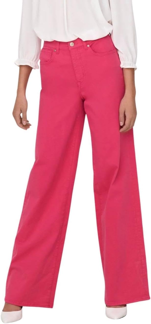ONLY Women's ONLMADISON HW Wide COL Long PNT Hose S / 32L Raspberry Rose, S / 32L Raspberry Rose