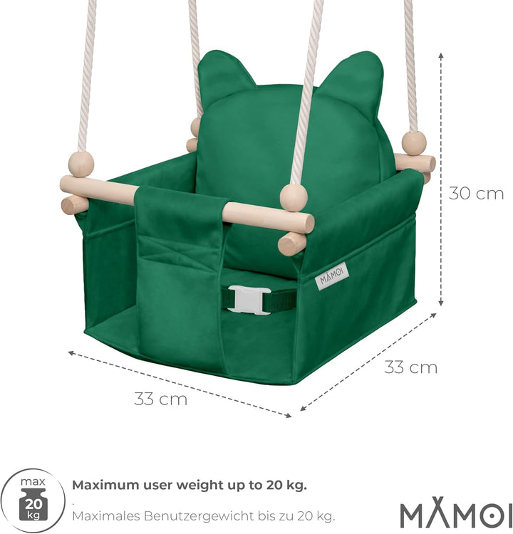 MAMOI Kinderschaukel mit Sicherheitsgurt, höhenverstellbar 150–190 cm, Schaukel für den Innenbereich