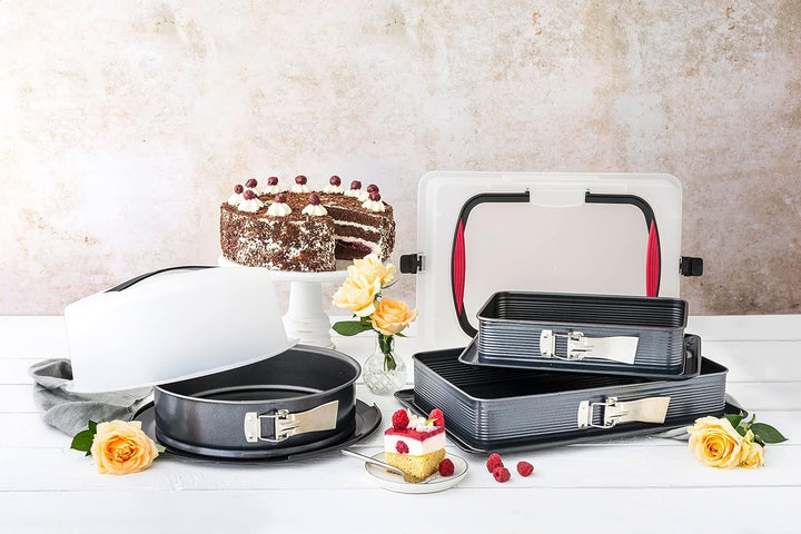 Zenker 7020 Springform mit Transporthaube Ø 28 cm DELUXE & Tortenmesser, 29 cm Patisserie, praktisch