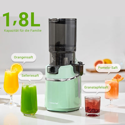 AMZCHEF Automatischer All-in-One Entsafter, 135MM Öffnung und 1,8L Entsafter für Gemüse und Obst, 25