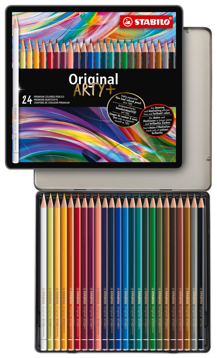 Premium-Buntstift - STABILO Original - ARTY+ - 24er Metalletui - mit 24 verschiedenen Farben, 24er M