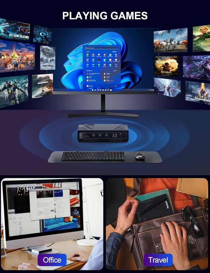 HYSTOU Mini PC Gaming I7: Windows 11 Pro i7 10870H Mini Desktop PC 32GB Ram 512GB NVMe SSD 4K HD-MI