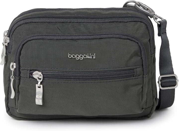 Baggallini Triple Zip Mini Sac bandoulière, Gris Charcoal, Charcoal