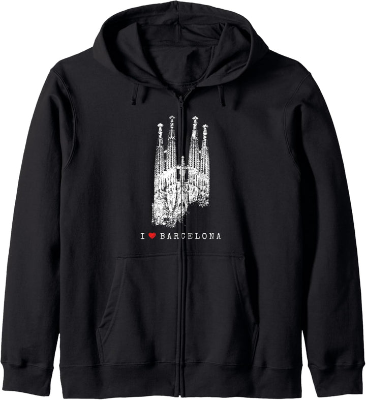 Barcelona Sagrada Familia Vintage Spanien I Love Barcelona Kapuzenjacke