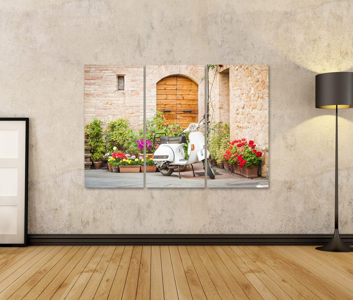 islandburner Bild auf Leinwand Italien Vintage Vespa Pienza Bilder Wandbilder Poster Leinwand 130x80