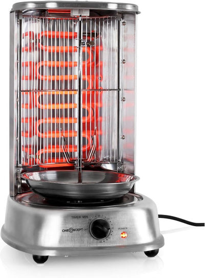 oneConcept Kebap Master - Dönergrill, Hähnchengrill, Gyrosgrill, Vertikalgrill, Drehgrill mit Drehsp