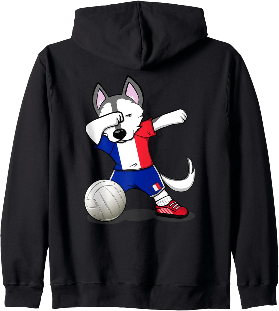 Dabbing Husky Hund Frankreich Volleyball Französische Flagge Kapuzenjacke