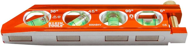 Torpedo Wasserwaage, magnetisch, 4 Libellen für Rohrbiegen & mehr, mit V-Nut & Magnetschiene Klein T