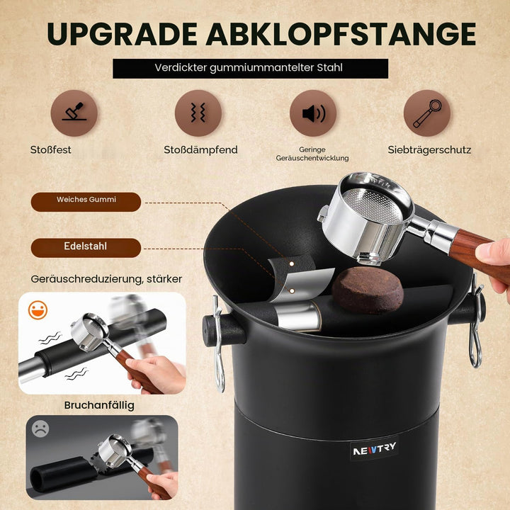 NEWTRY Knock Box Kommerzielle, Espresso Kaffeesatz-Klopfbox | 19 L grosses kaffeesatz abschlagbehält
