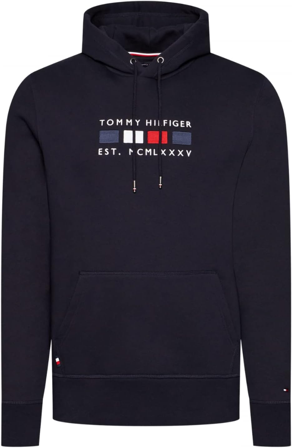 Tommy Hilfiger Langarm Hoodie Kapuze Logo-Details Uni weinrot M Blau, M Blau