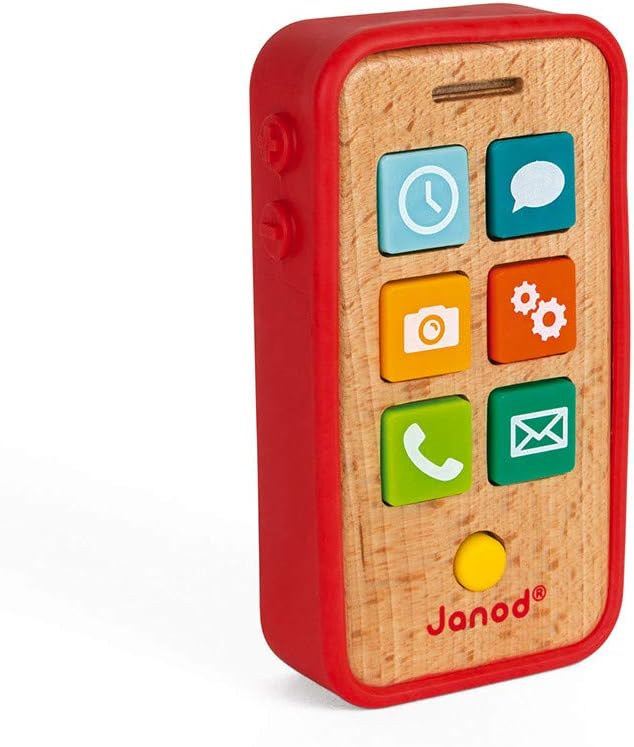 Janod - Wooden Sound Telephone for Children - Pretend Play Toy - For children from the Age of 18 Mon