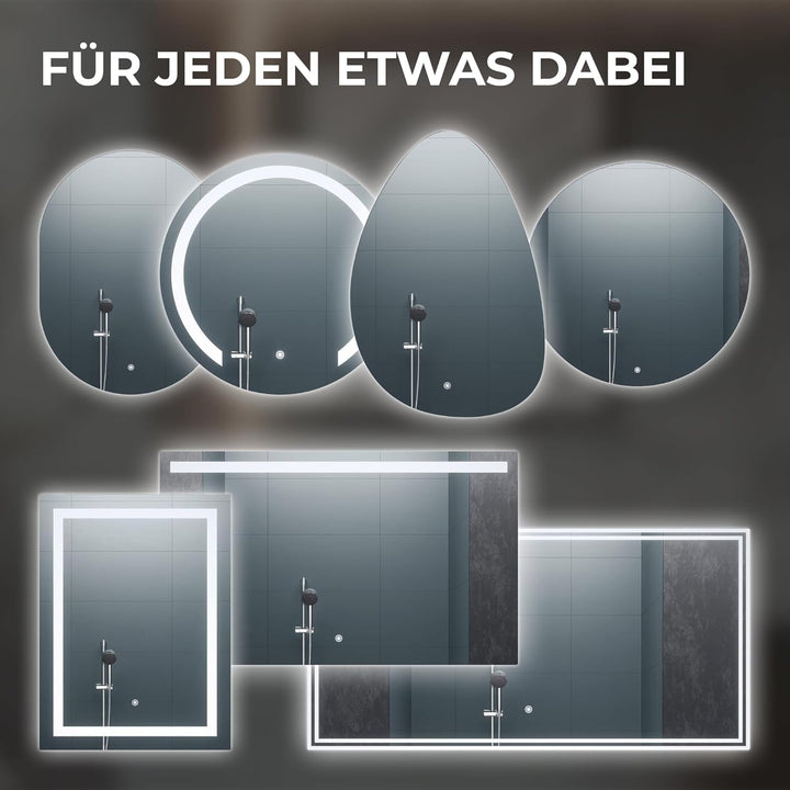 BR Bringer LED Badspiegel - 120x60 cm - Badezimmerspiegel mit Beleuchtung und Anti-Beschlag Funktion