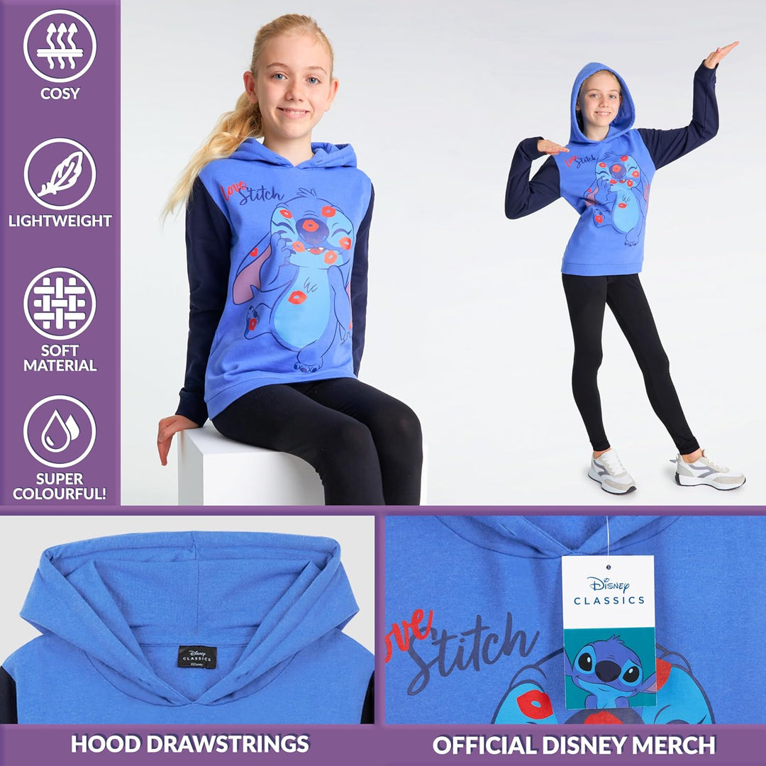 Disney Hoodie für Mädchen, Coole Pullover für Kinder und Jugendliche - Mädchen Geschenke (Blau/Schwa