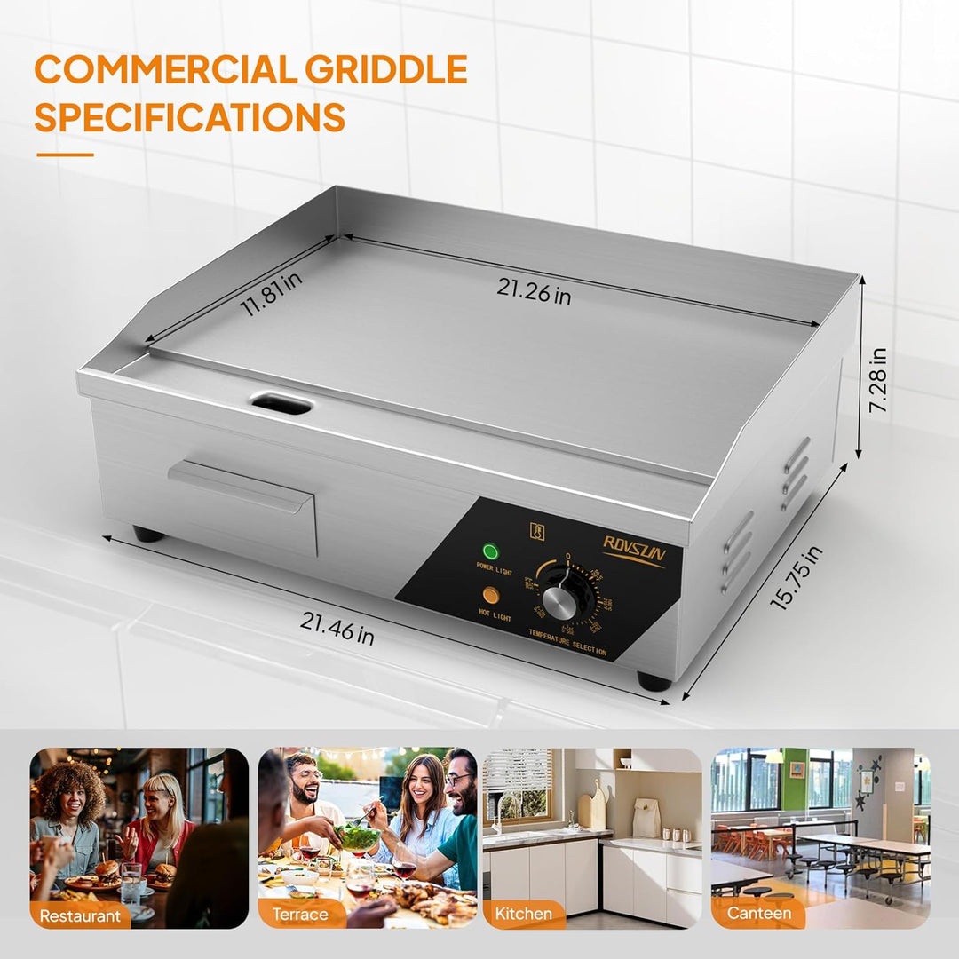 Bonnlo Elektrogrill 220V 3000W, Elektrischer Grill 50–300 °C Einstellbar, 22 Inch Grillplatte Elektr