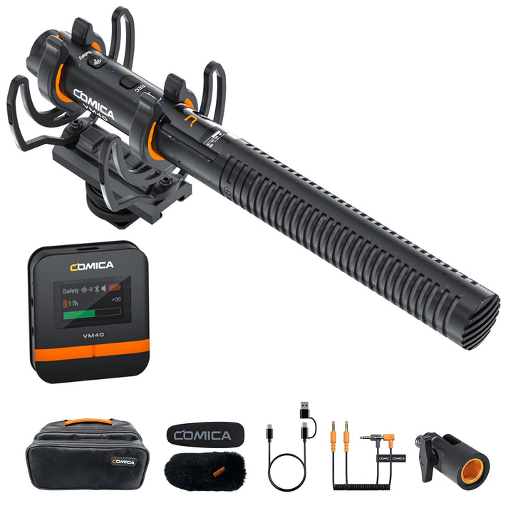 COMICA VM40 Shotgun Microphone with Wireless Modes, 48kHz/32-bit, 32GB Storage, Safety Audio Track,