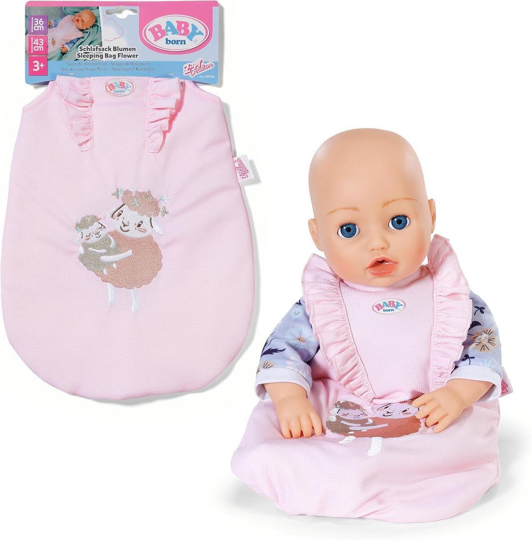 Baby Born Puppenschlafsack - Rosa Schlafsack mit Rüschen & Klettverschluss - Hochwertiges Puppenzube