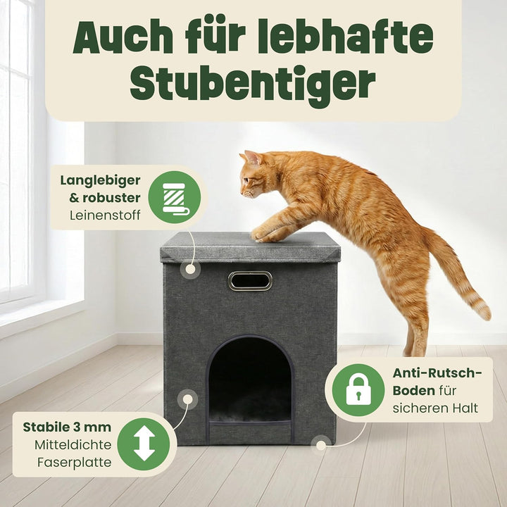 zooprinz katzenhöhle cat cave – kuschelhöhle für Katzen & grosse Katze, warmes katzenbett beige mit