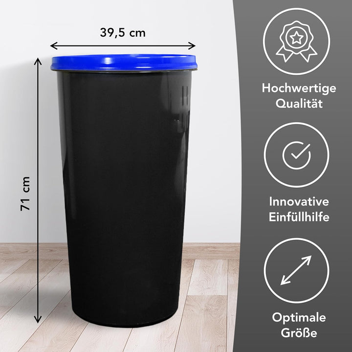 Will-Jeder Mülleimer 60l mit geruchsdichtem Deckel (Blau), Gelber Sack Ständer, Made in Germany, Mül
