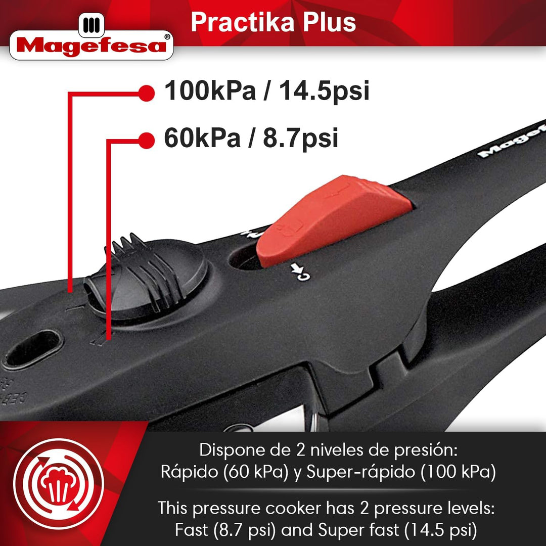 M MAGEFESA 01OPPRAPL06 MAGEFESA 01OPPRAPL06-Schnellkochtopf Modell Practika Plus, Edelstahl, (6L) UK