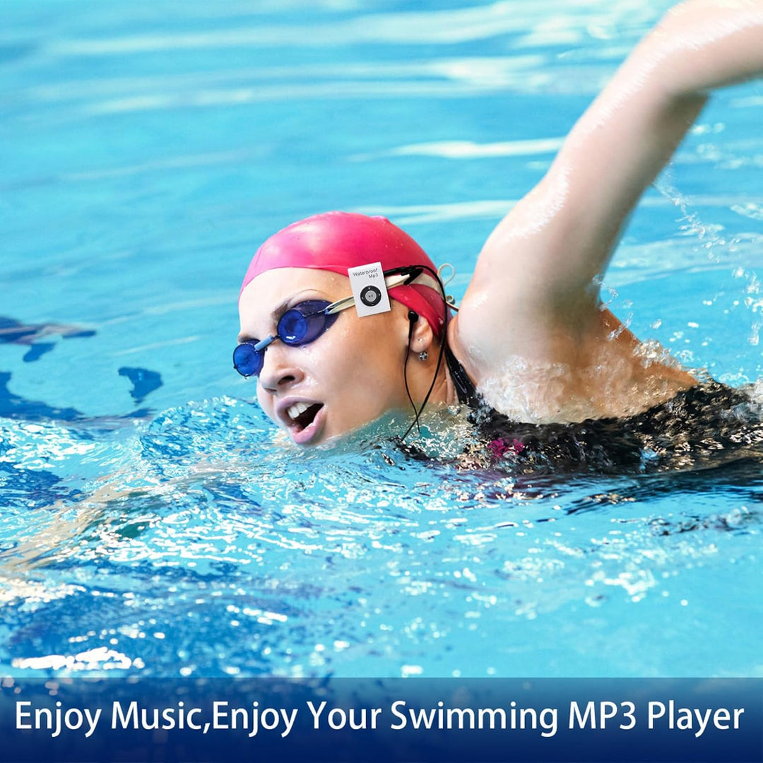 IPX8 wasserdichte MP3 -Player, Musikplayer mit Rückenclip, Eingebaut in 8 GB Speicher, Unterwasser -