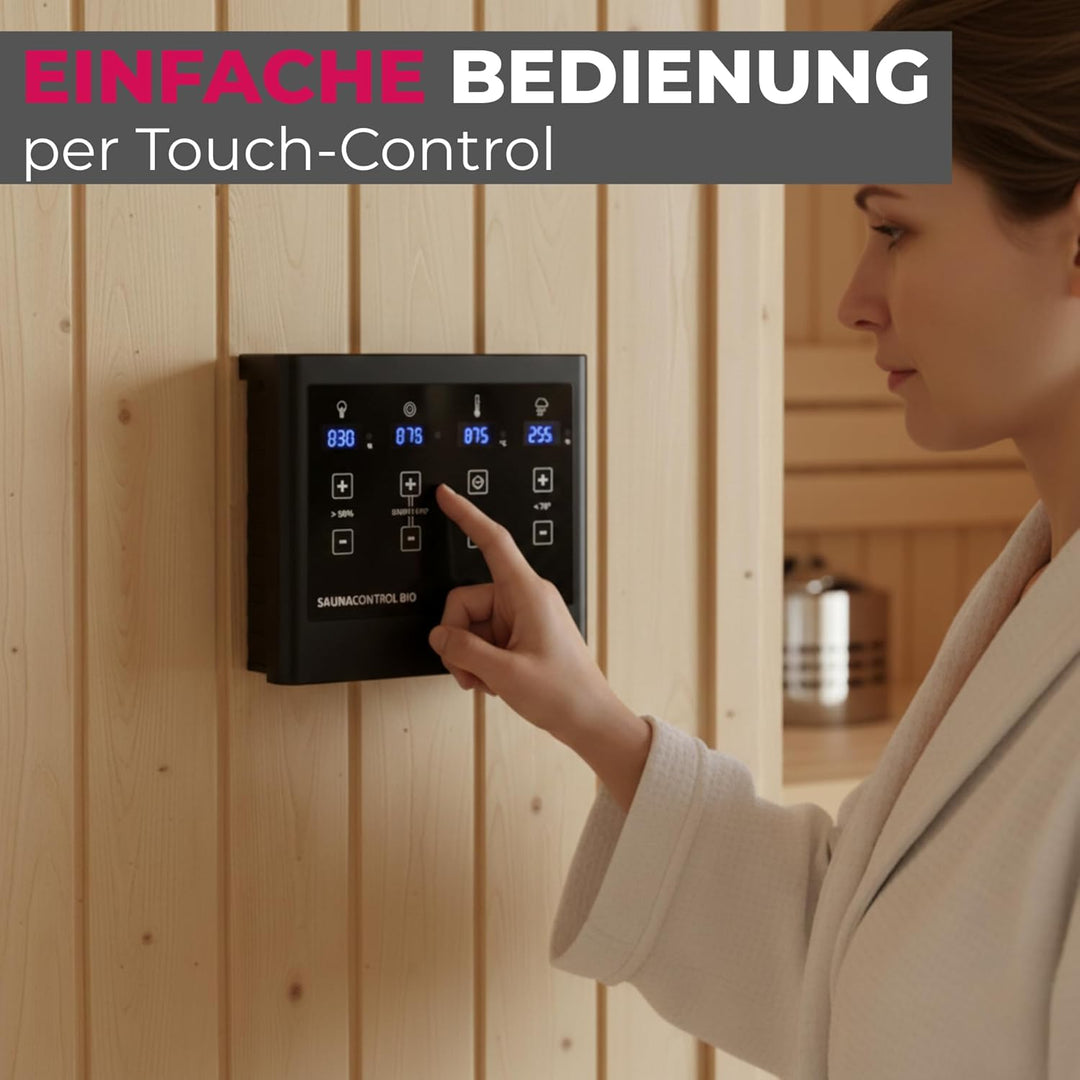 Suleno Saunasteuerung Bio-Saunaöfen, Digitales Steuergerät mit Touch-Control, Temperatur- und Feucht