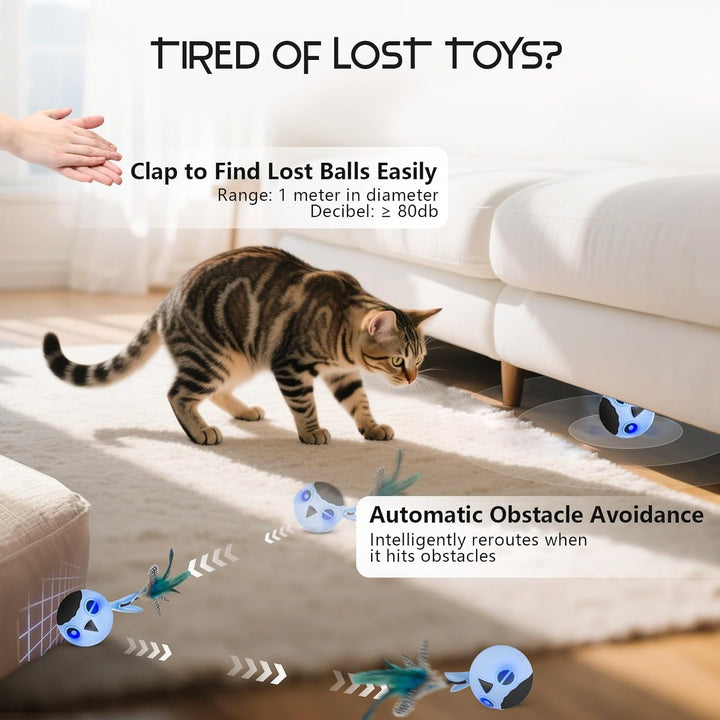 Zeepet katzenspielzeug Ball, Interaktives Katzenspielzeug, katzenball elektrisch, Automatisch Bewegl