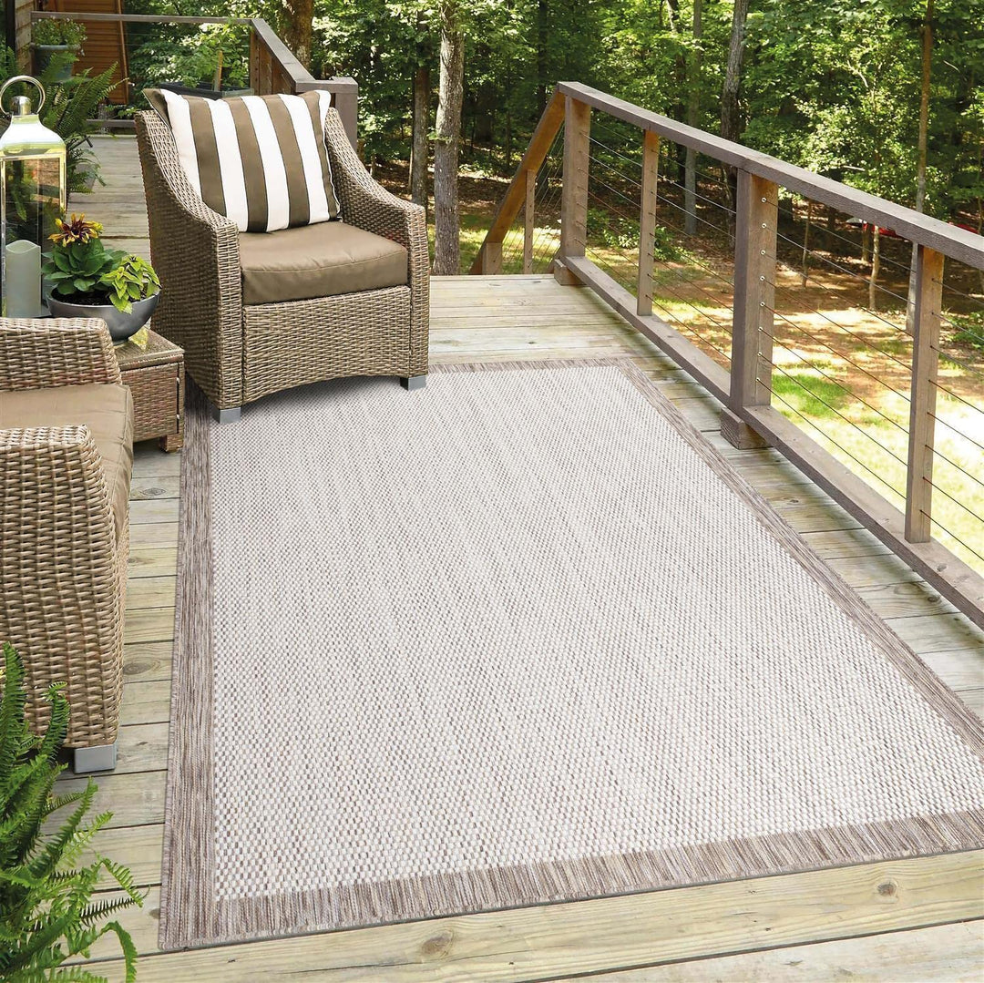 carpet city Outdoor-Teppich Wetterfest Balkon Terrassen - Beige in 160x230 cm - Deko Teppiche Aussen